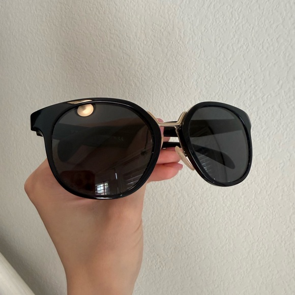 Prada Accessories - Prada Black Round Women's Sunglasses with Dark Lenses